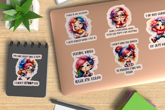 Feisty Rainbow Girl Sticker Bundle